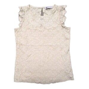 SO Goods For Life Floral Crochet Lace Sleeveless Top Womens XS Cream Casual